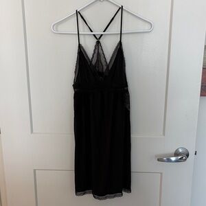 Victoria's Secret Black Lace Trim Chemise